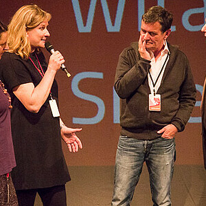 Die Festivalleitung im Gespräch mit Tilo Werner vom GHT | Foto: Claudia Glatz